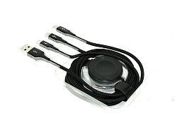 Кабель Baseus  4-in-1 Lightning+USB-C+micro-USB+iWatch (1.2 метра) чёрный